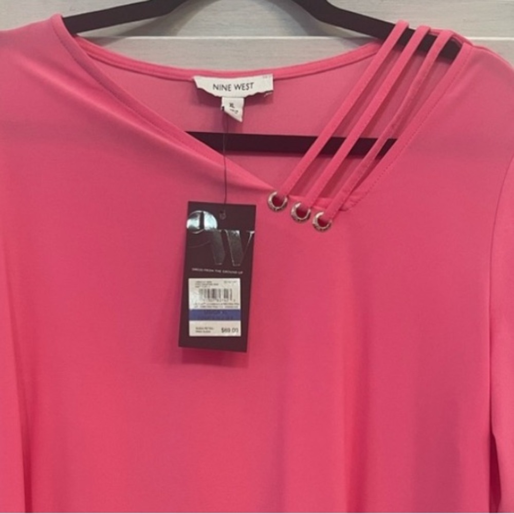 NWT Nine West Pink Blouse with Strap Detail